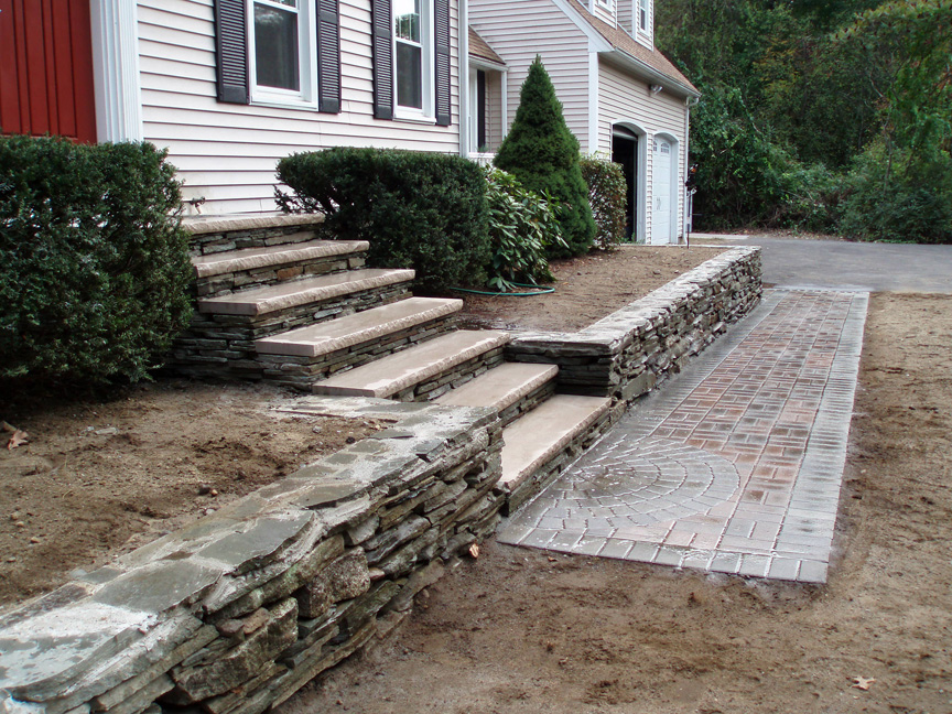 Replace wall, put in new steps and walkway – Tyngsboro – After