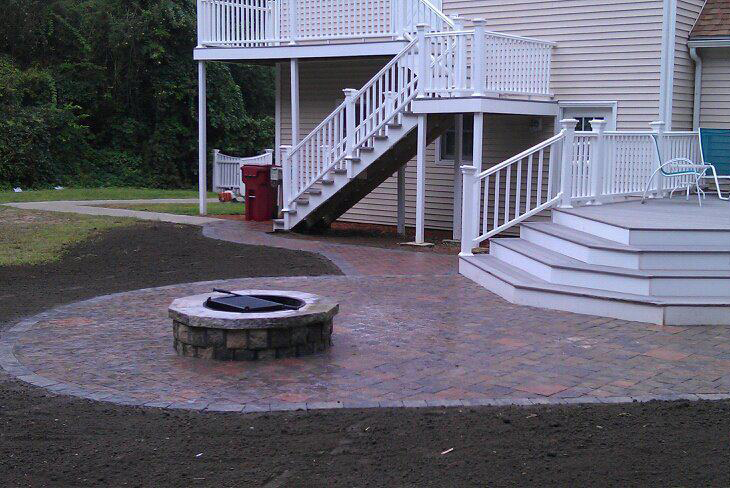 Patio, fire pit and walkway